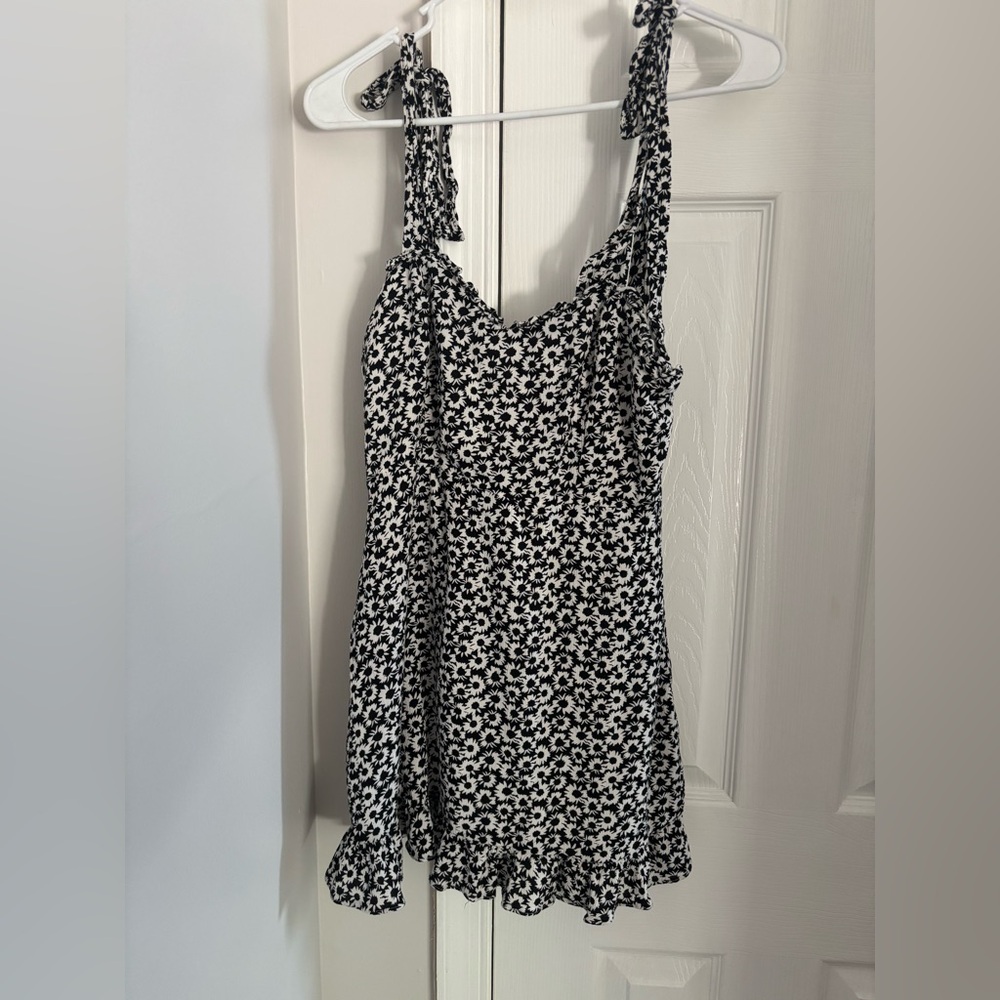 Lulu's Black and White Halter Sundress Mini